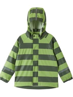 Reima Kids' Vesi Raincoat NEW with Tags size 6Y Green Stripe Colorway